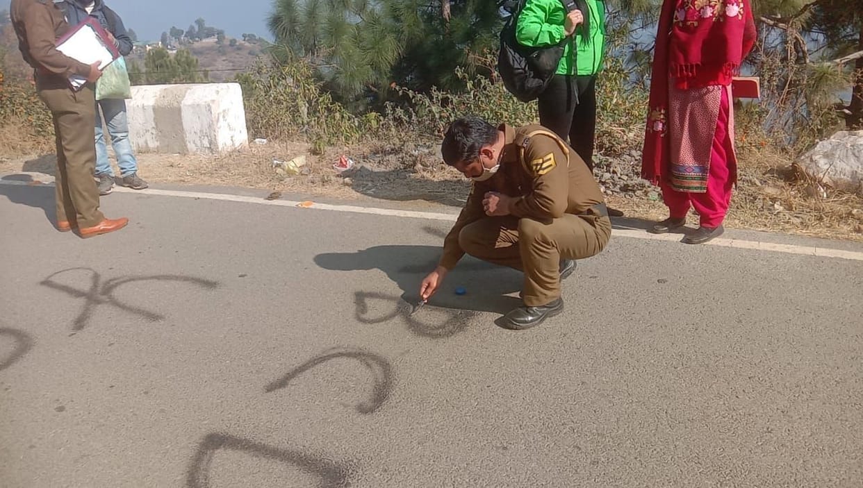 Police took samples of spray paint from the road