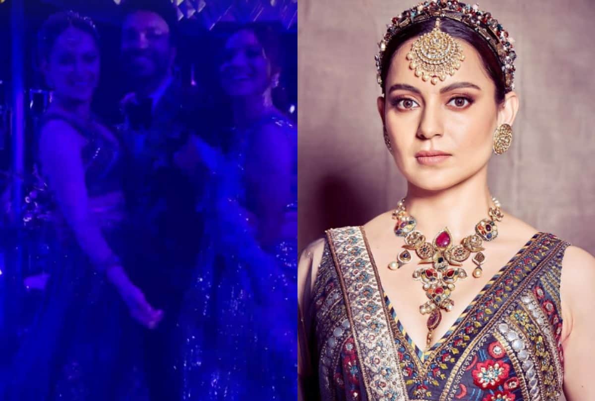 kangana ranaut reached at ankita lokhande and vicky jain sangeet ceremony actress look beautiful in blue lehenga