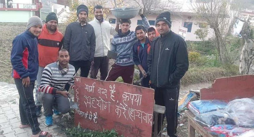 Road Cleaning by Local Villager