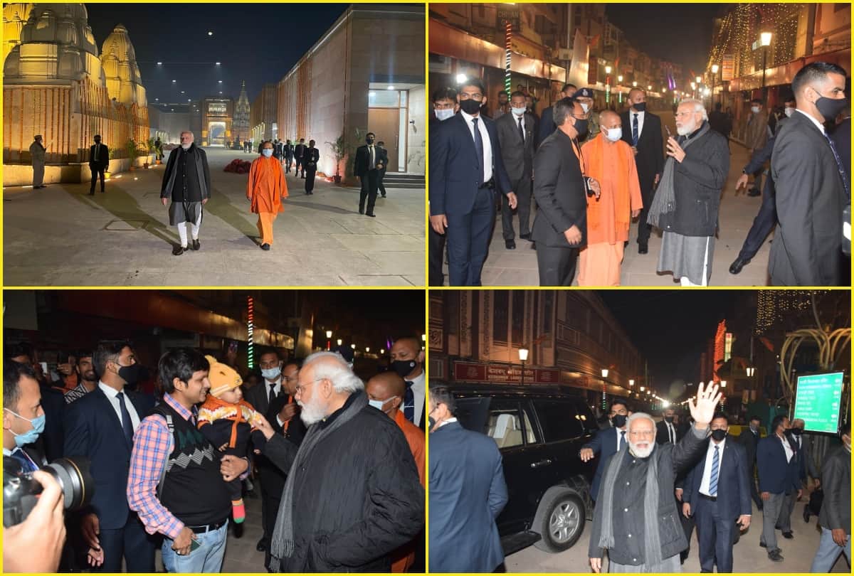 Pm modi in varanasi visit late night along with cm yogi for see badalta banaras after kashi vishwanath dham