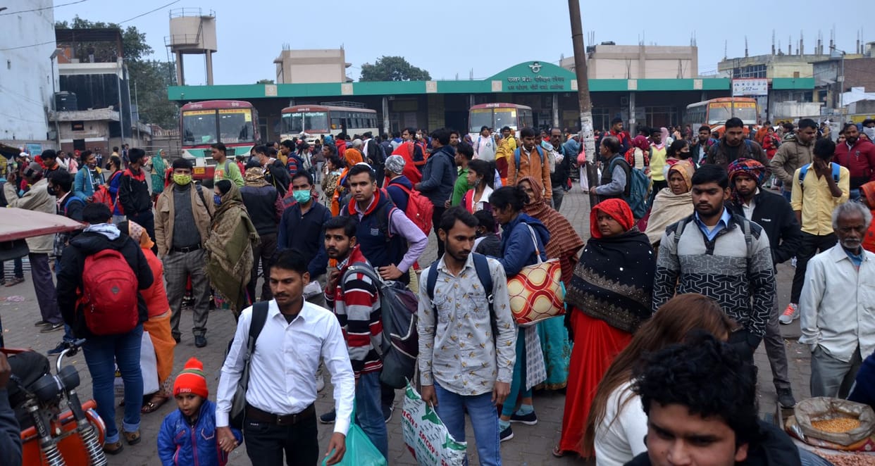 Buses are standing in the depot, passengers are upset