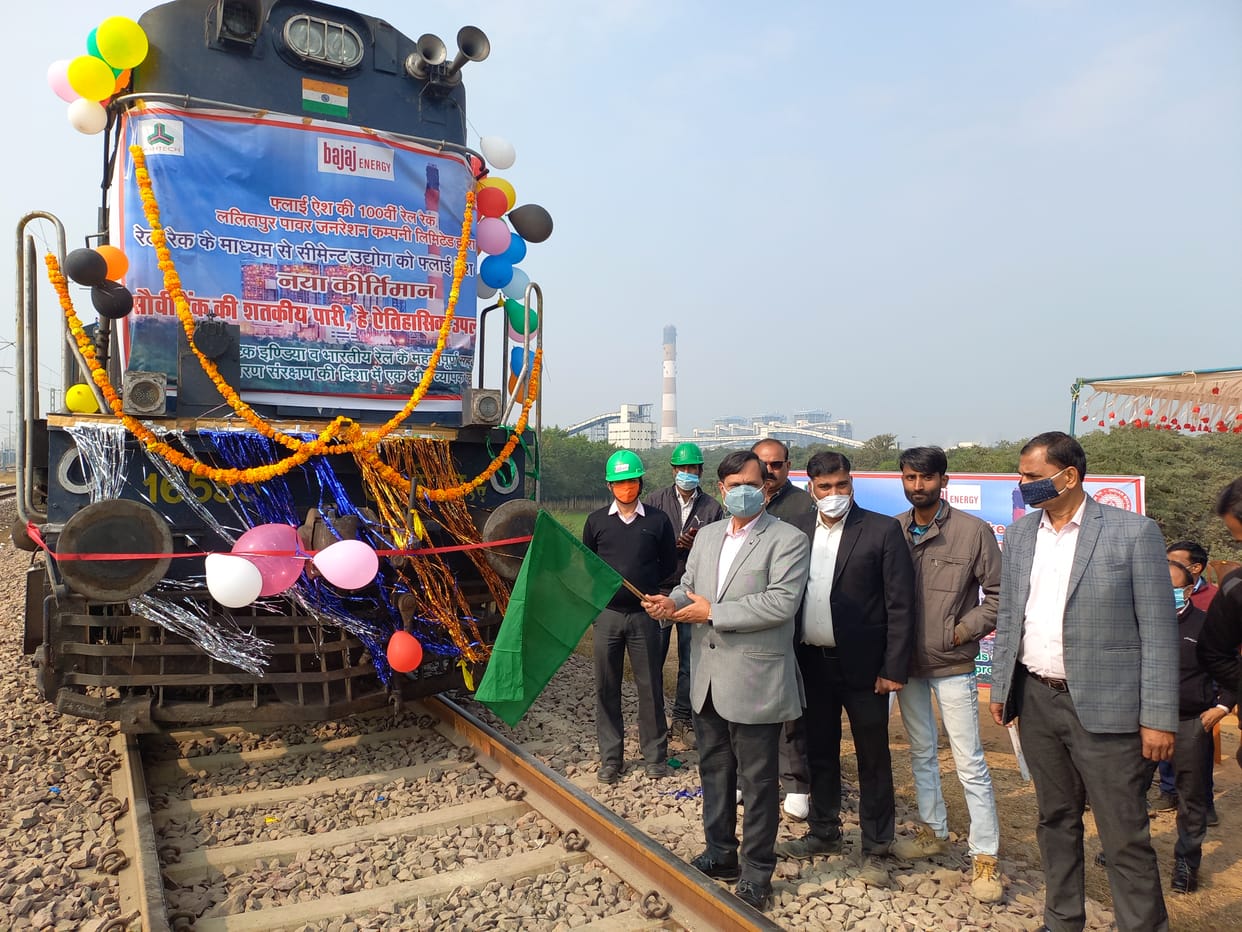 100th rake of fly ash flagged off from power plant