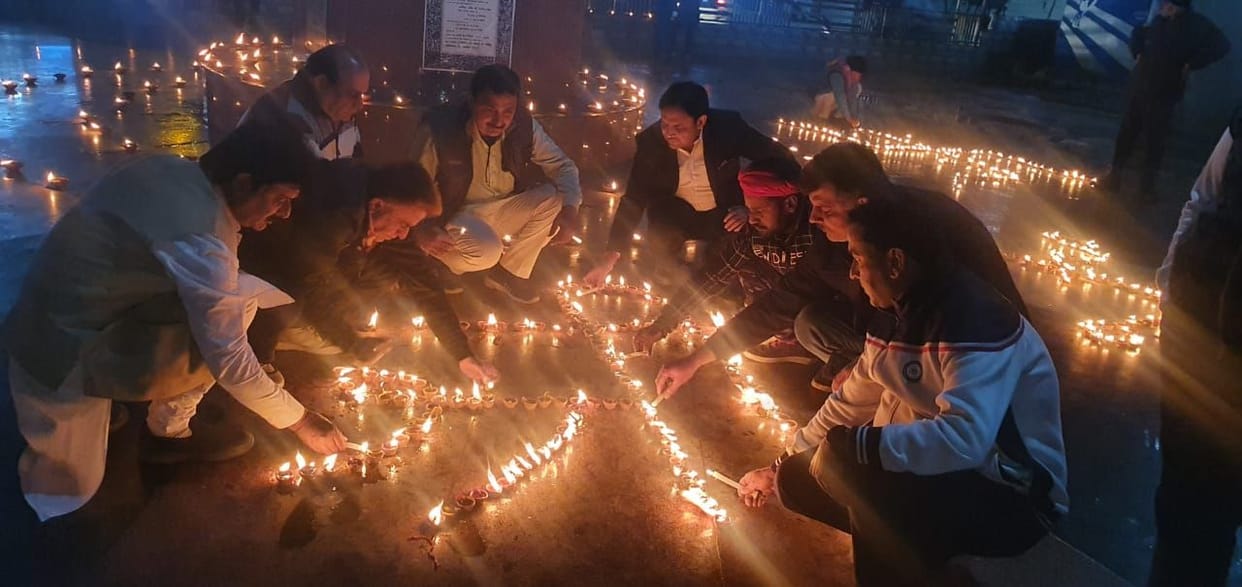 Tirkhu shrine of village Sink lit up with lamps