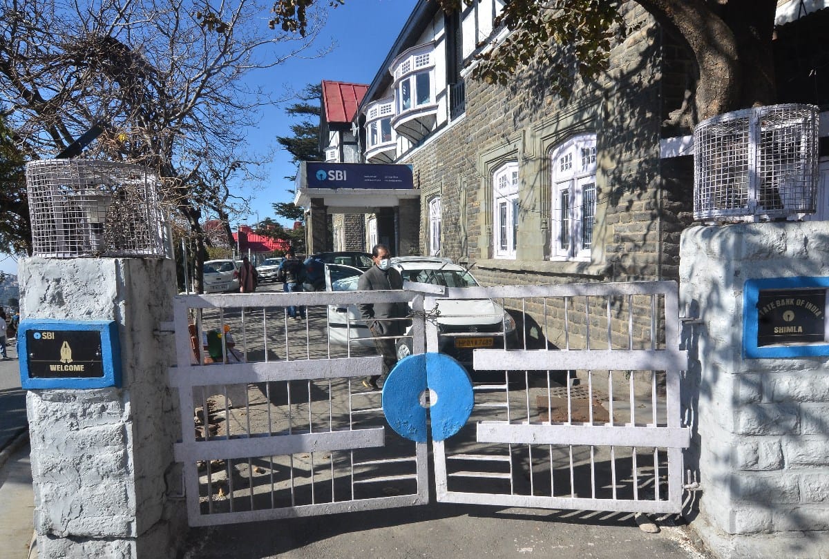 bank strike 2021  shimla news: banking employees protest outside dc office shimla