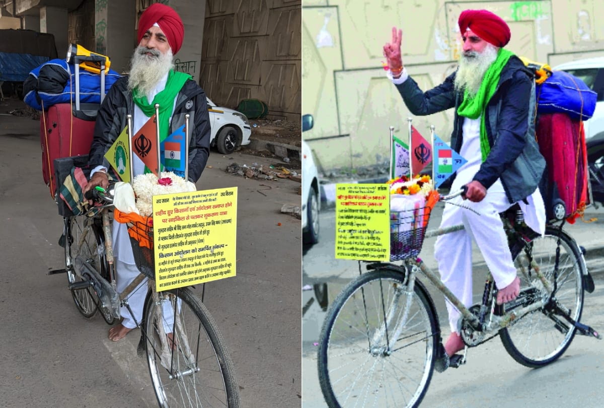 Farmers evacuated ghazipur border after 4 months rudrapur satpal will have food will travel 700 kilometers by bicycle