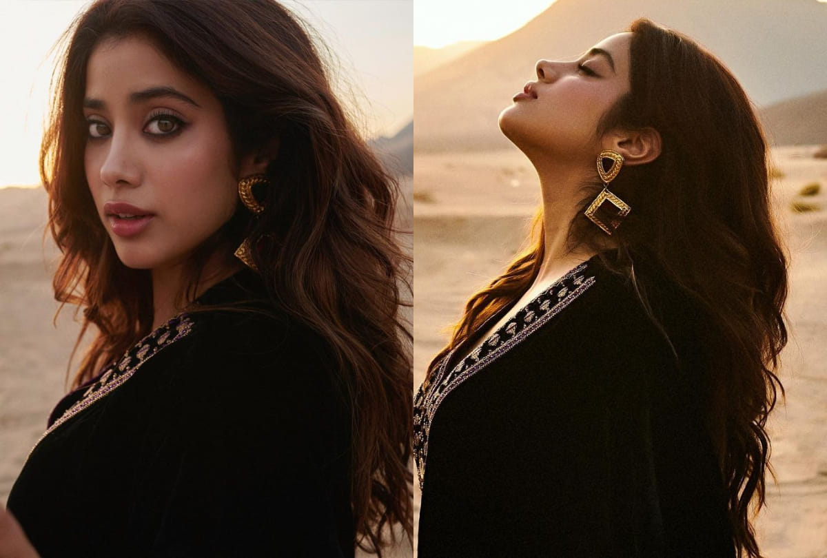 janhvi kapoor styled in black velvet kaftan look stylish