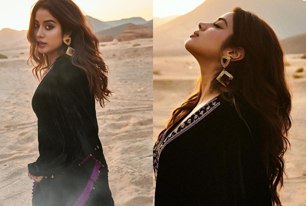 janhvi kapoor styled in black velvet kaftan look stylish