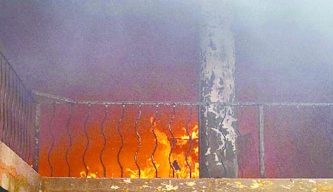 Fire broke out in a two-storey house near Peeli Kothi