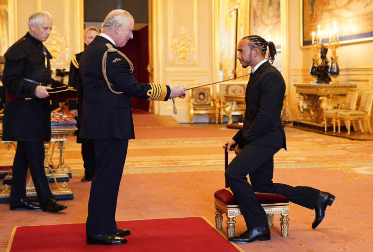 Seven time Formula One Champion Lewis Hamilton Receives Knighthood from prince charles