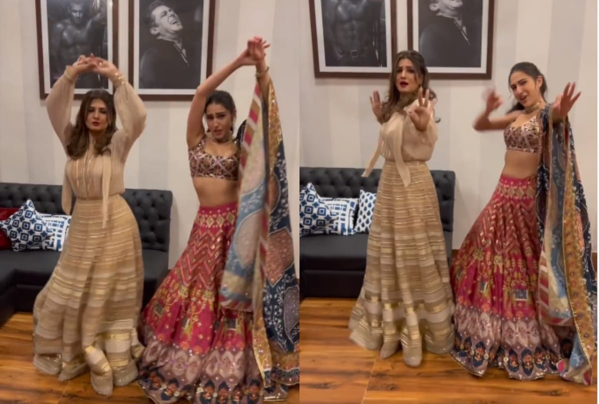 Sara Ali Khan dances with Raveena Tandon on the film atrangi re song Chakachak watch video
