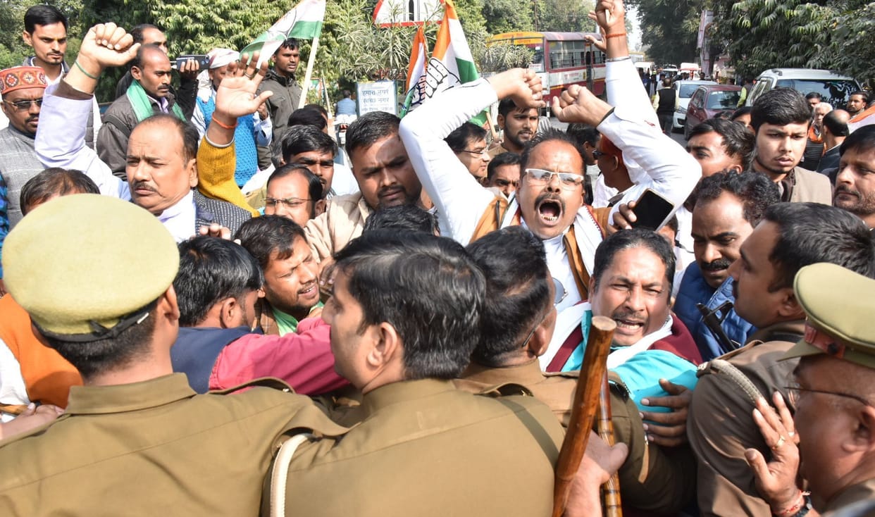 Congressmen clash with police
