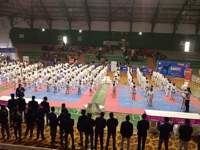 All India Karate Championship Beginning: UP Aka and Aau are heavy on opposing players won many matches