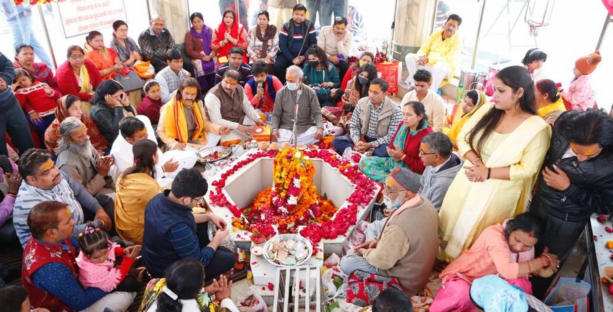 Bhandara after Havan-worship in Birubari temple