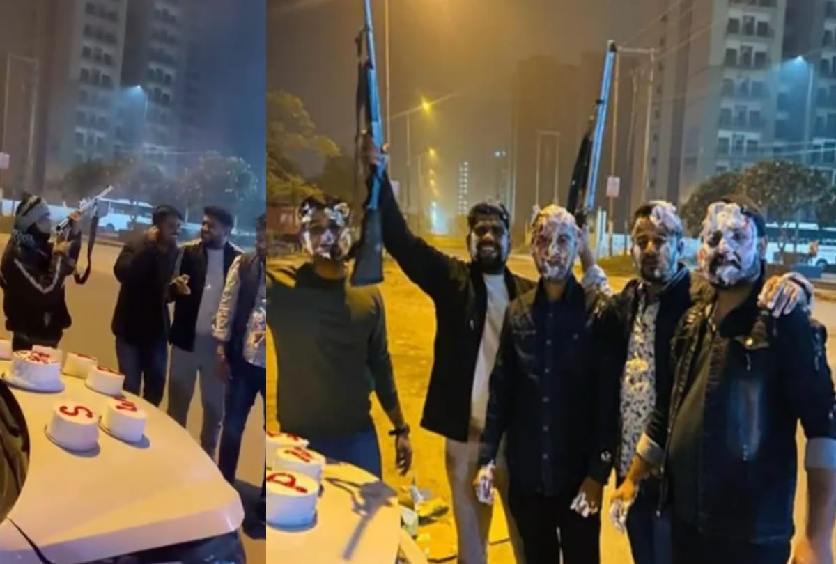 Greater Noida gaur city paramount emotions society celebratory firing during birthday police took cognizance after man posted video on twitter two arrested with licensed weapon
