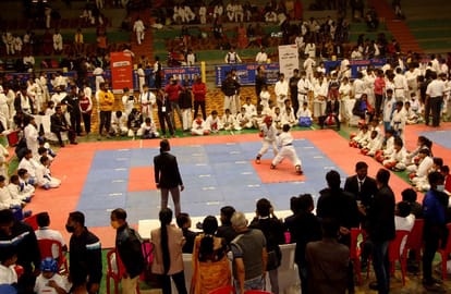 All India Karate Championship Beginning: UP Aka and Aau are heavy on opposing players won many matches