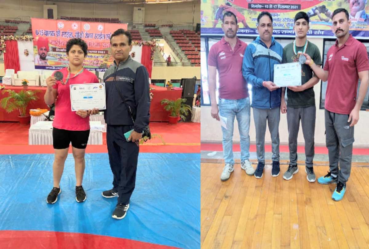 Prerna and Suraj won bronze in the national wrestling competition