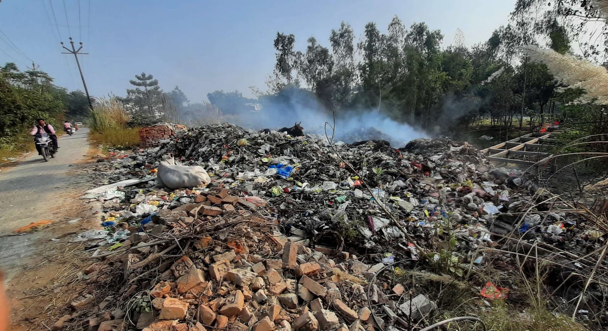 One is the garbage being dumped on the shore, the pollution is spreading by burning from above