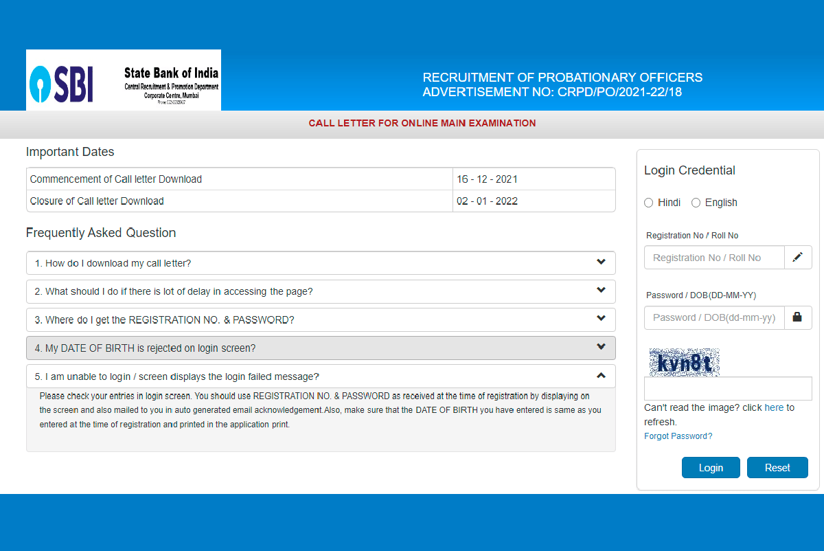 SBI PO Mains Exam Admit Card Out Check Direct Link Sarkari Naukri CALL LETTER SBI Bharti 2021