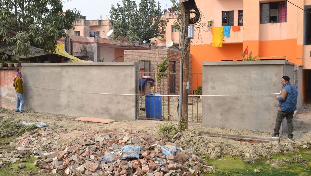 Measurement of construction in district hospital premises, team will give investigation report today