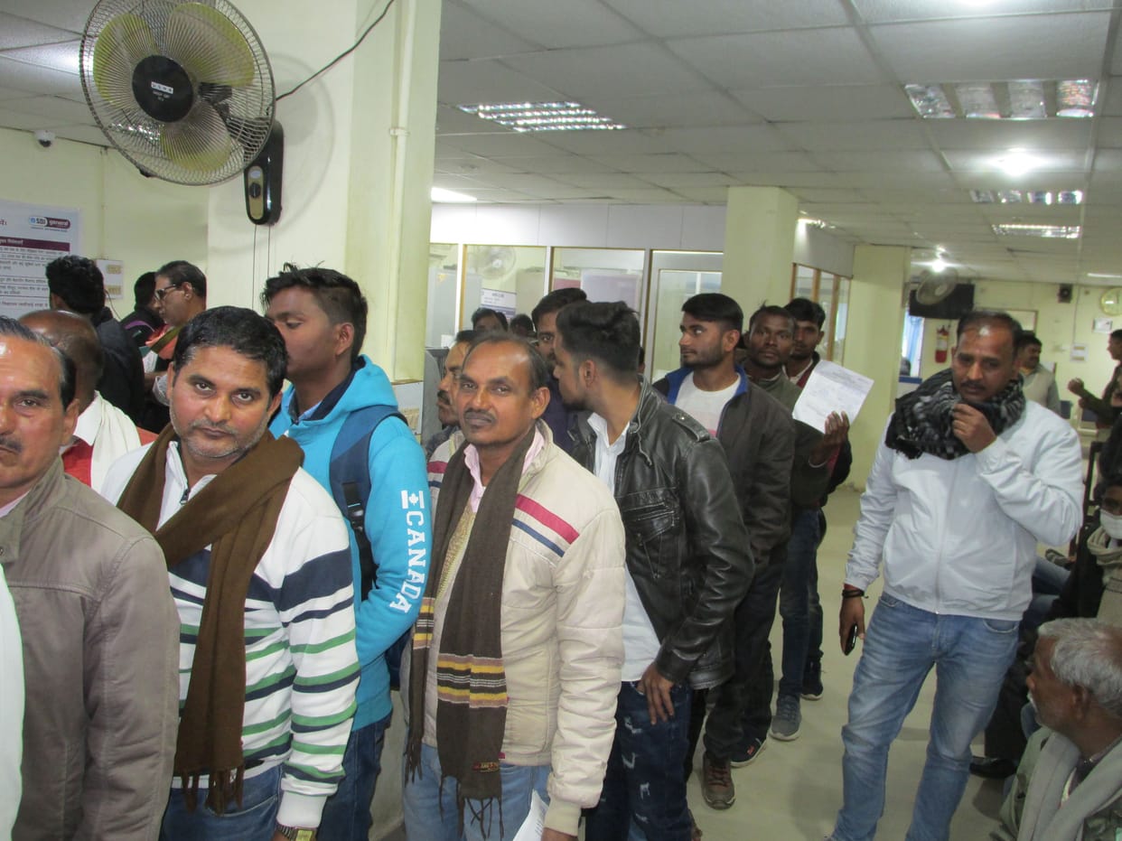 After the strike, there was a crowd in the open banks