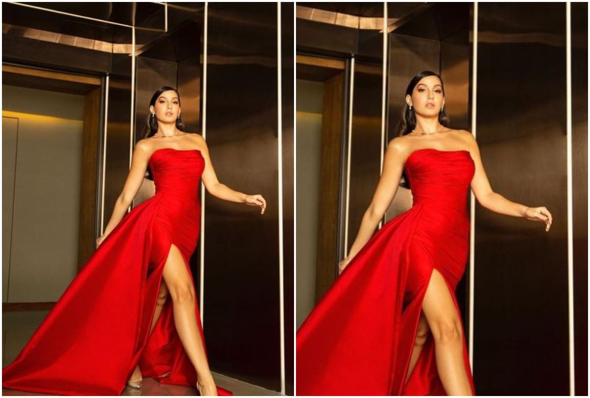 Nora Fatehi shared a photo in a red gown wrote this thing