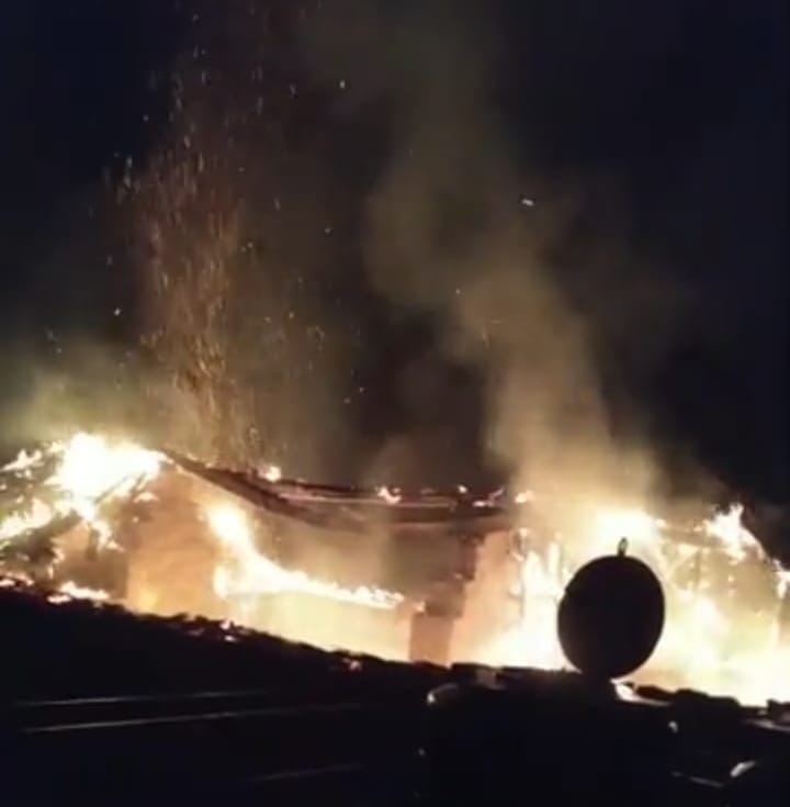 Two-storey house ashes in Pardon of Ladbhadol