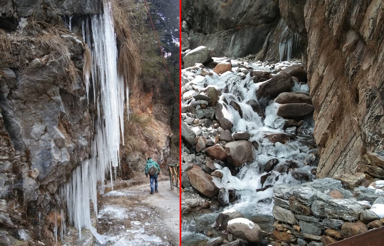 uttarakhand weather update today news: Chilling cold, fog in field areas, water bodies frozen, people drinking water after melting ice, photos