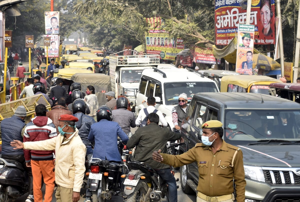 heavy traffic jam in gorakhpur