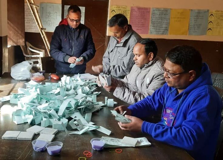 counting complete, three becomes pradhan