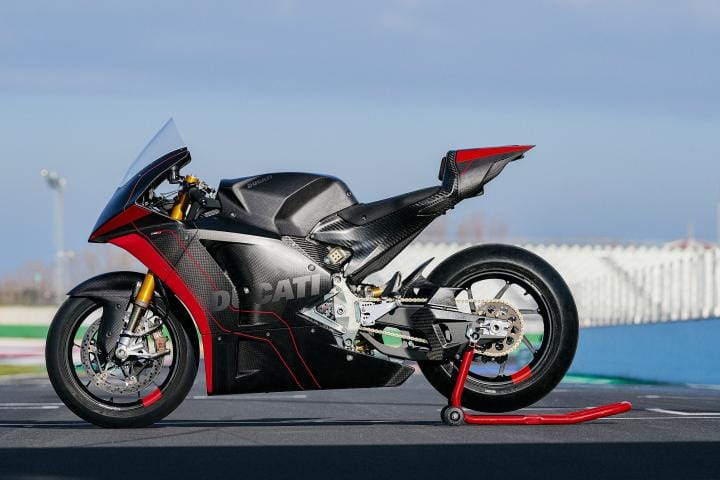 Ducati rolls out its first electric race motorcycle Ducati MotoE electric race bike V21L