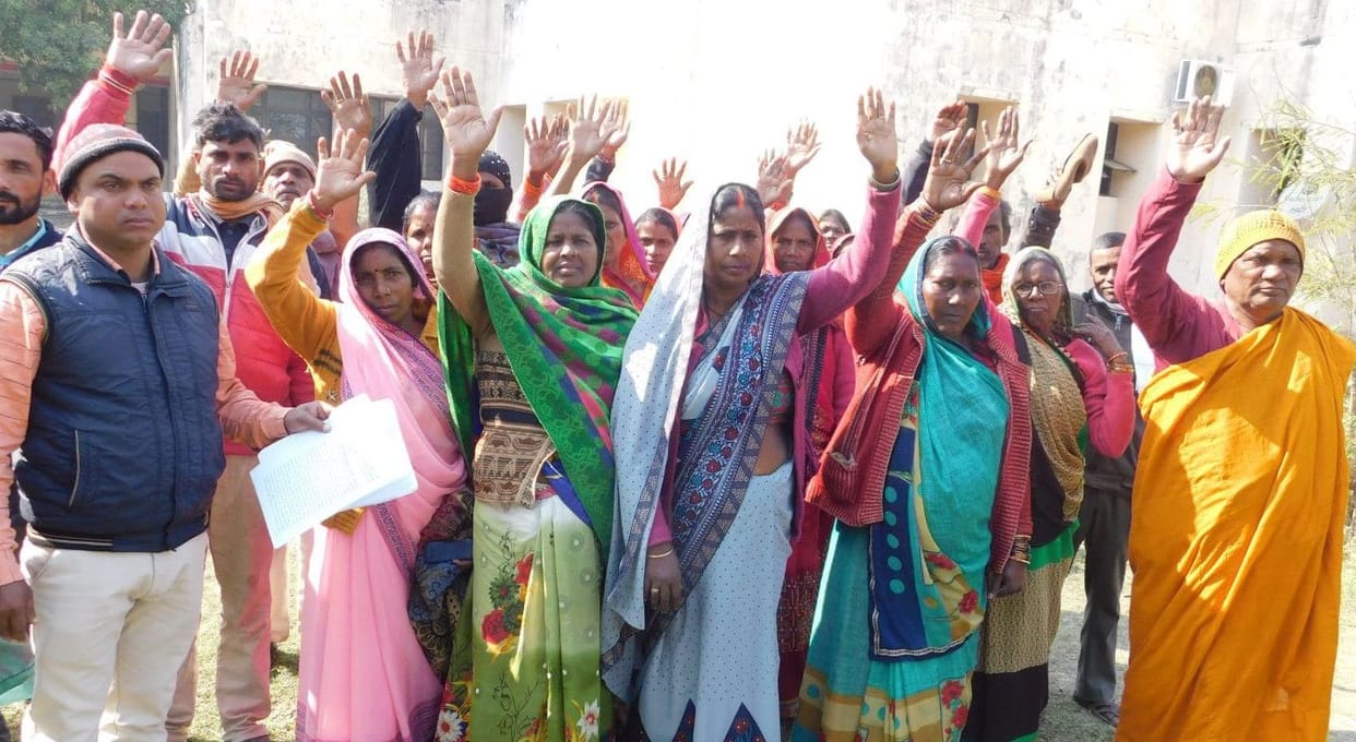 villagers protest