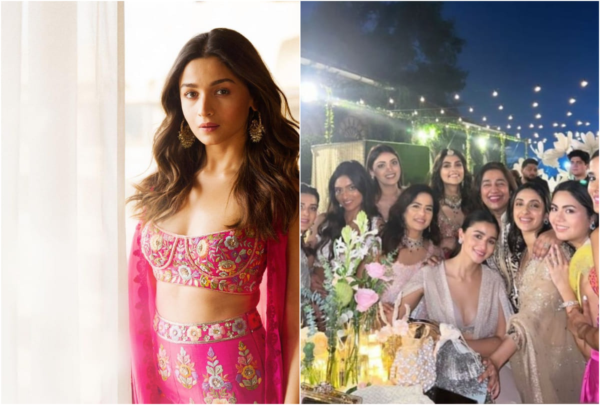 alia bhatt in bff wedding wearing silver outfitt with dramatic cape sleeve