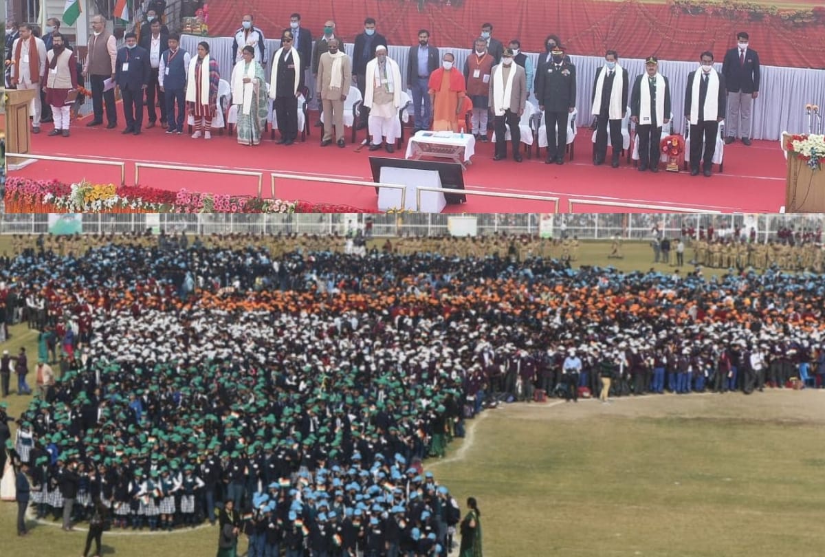 51 thousand people sing vande matram together in Lucknow.