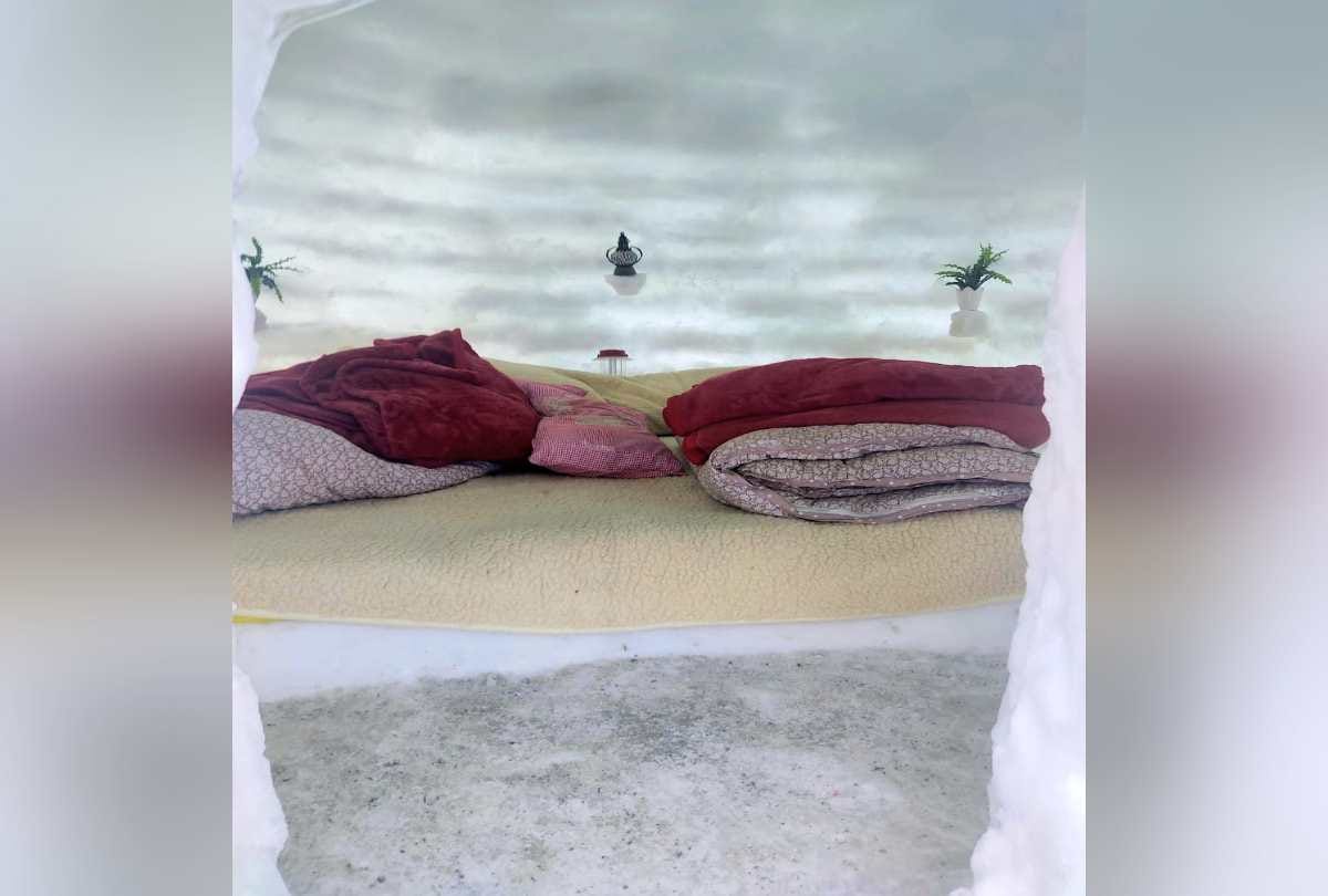 Igloo built for tourists at an altitude of more than 10 thousand feet at jalodi pass kullu himachal
