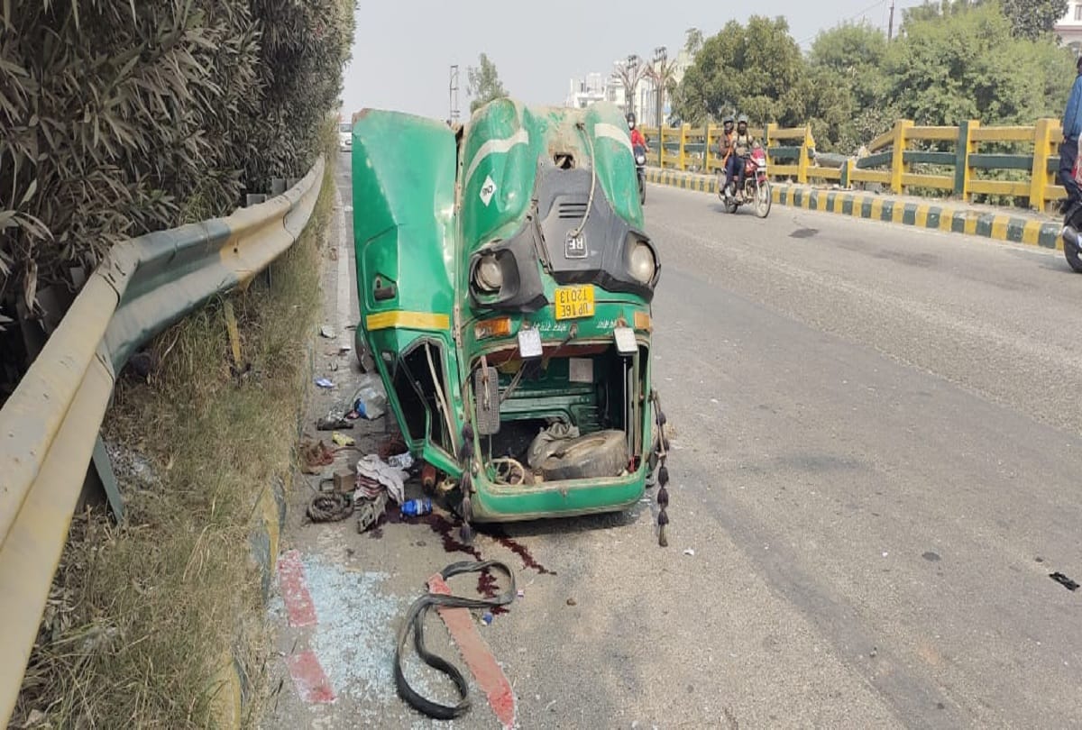 Ghaziabad: A middle-aged man who fell from an auto overturned uncontrollably was crushed to death by a car