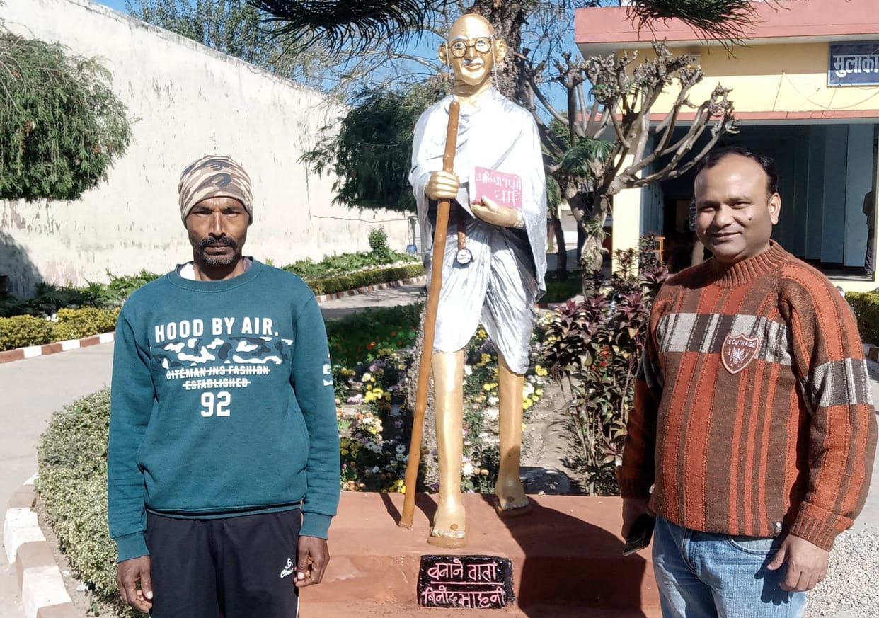 The stigma of murder on the forehead, the statue was carved by a priest of non-violence
