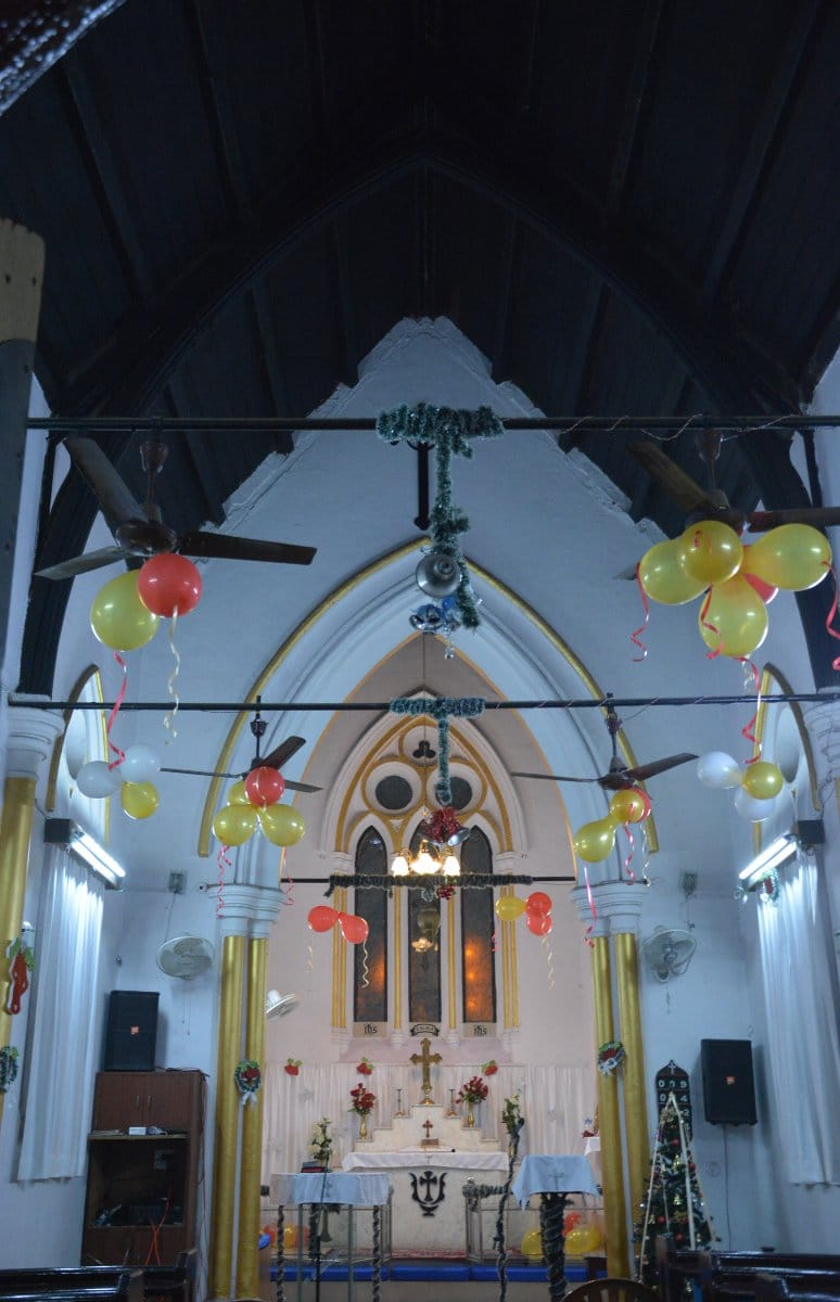 Churches showered with colorful lights, happy birthday of Jesus