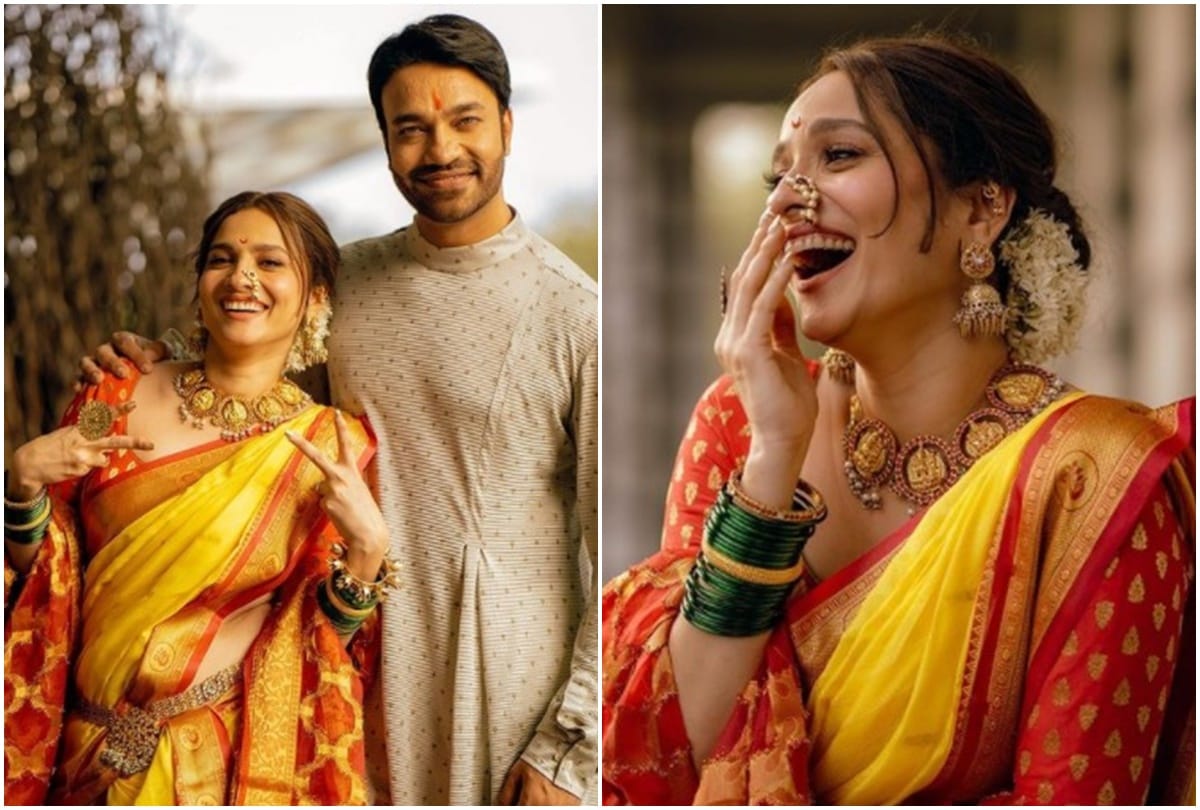 ankita lokhande shares romantic pictures with husband vicky jain actress look stunning in marathi costume viral photos