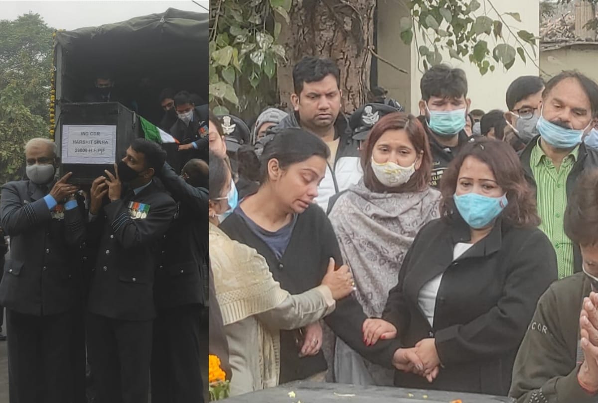 Wing commander harshit sinha creamted in Lucknow.