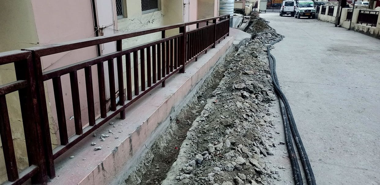The work of uprooting the wrongly laid cable started