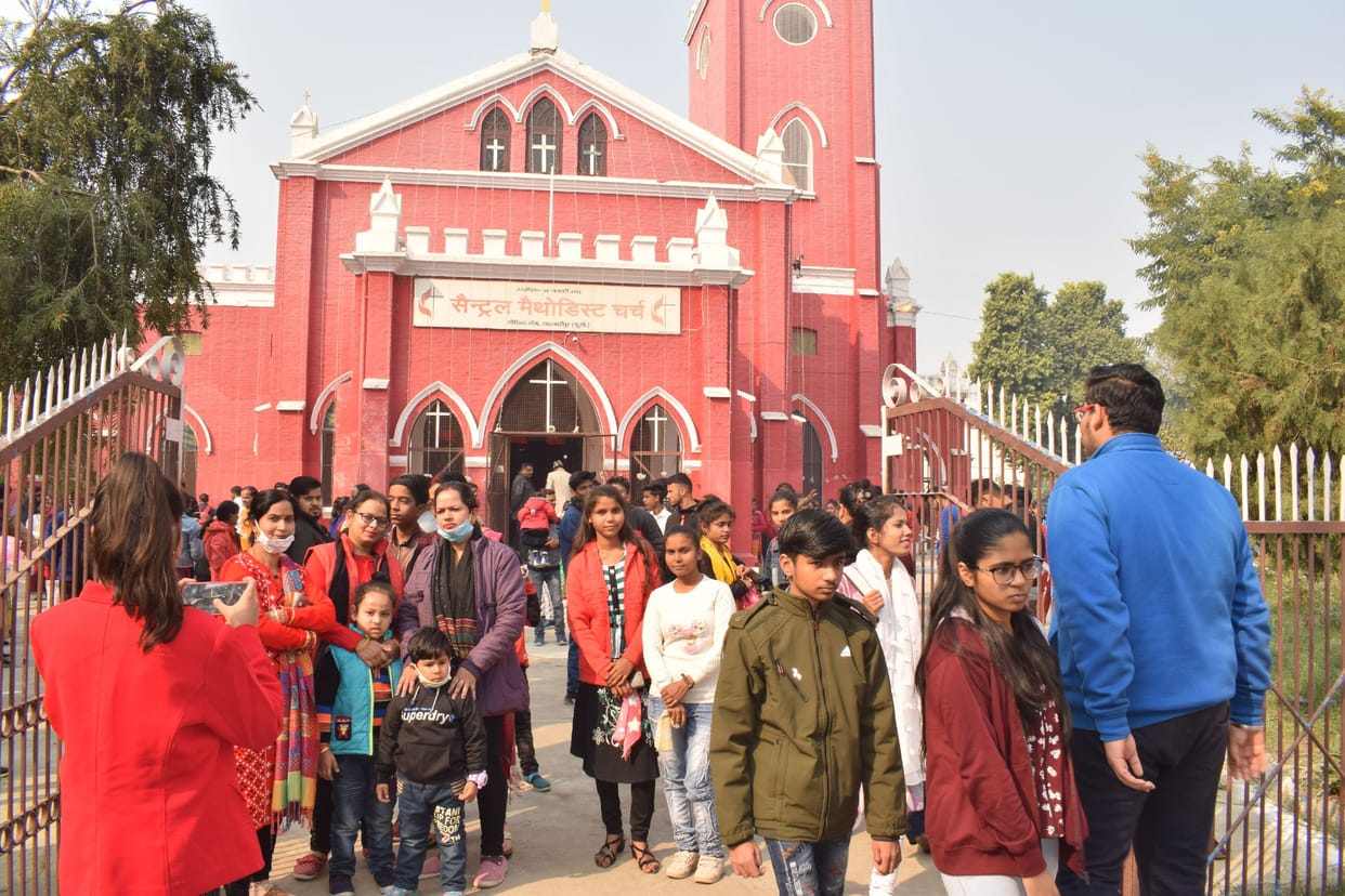 Celebrated the birth of Lord Jesus Christ, people gathered in the church