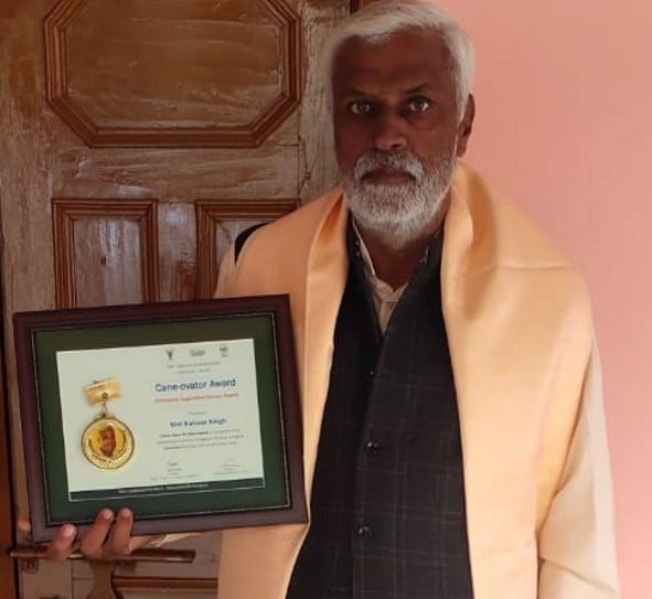 Kulveer Singh honored for new experiments in sugarcane sowing