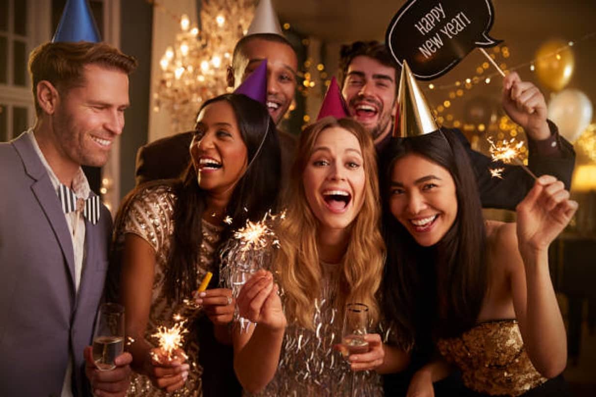 new year 2022 celebration At home during corona restrictions