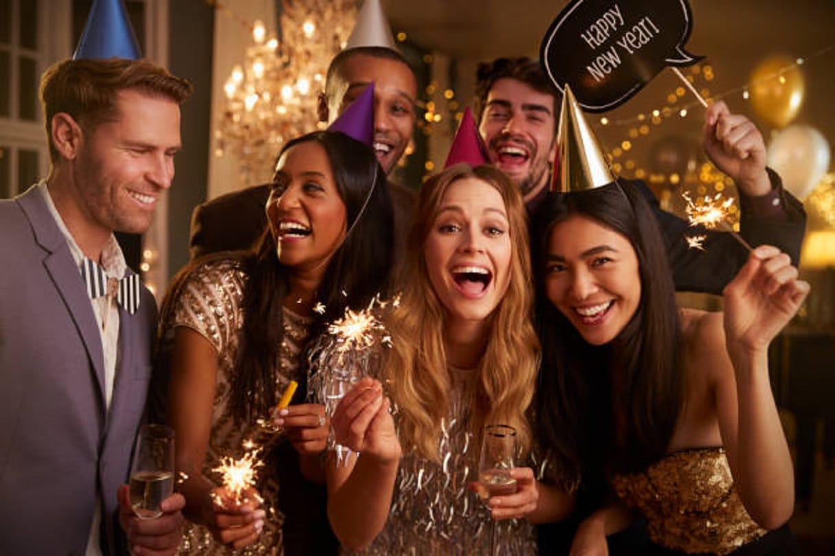 new year 2022 celebration At home during corona restrictions