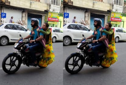 sara ali khan and vicky kaushal was seen roaming on a bike in indore pictures goes viral on social media