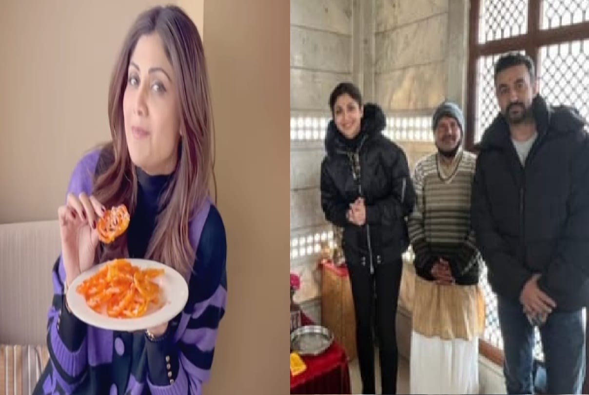 Shilpa Shetty with husband Raj Kundra reached Uttarakhand visited Mata Santula Devi Mata on Kampti Road