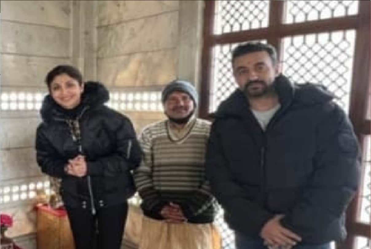 Shilpa Shetty with husband Raj Kundra reached Uttarakhand visited Mata Santula Devi Mata on Kampti Road