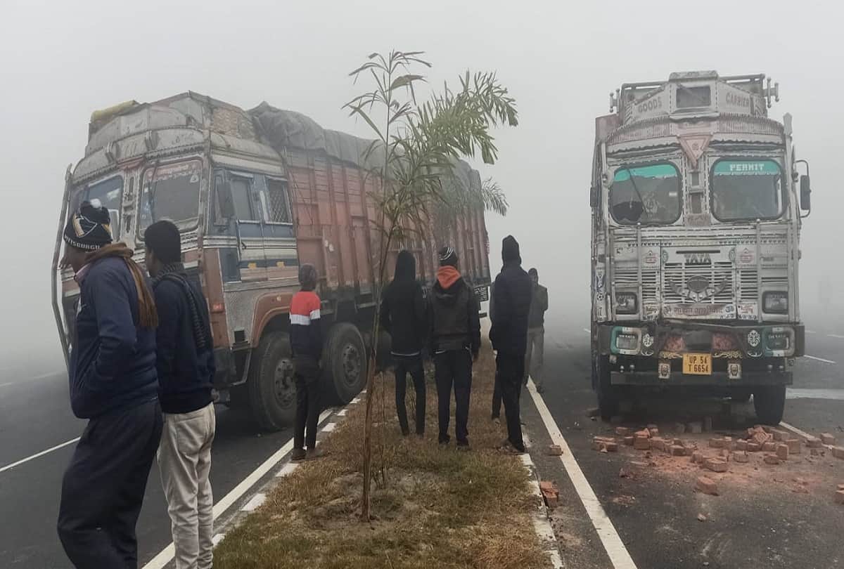 road accident in varanasi on ring road due to fog six people injured after truck hit tractor trolly
