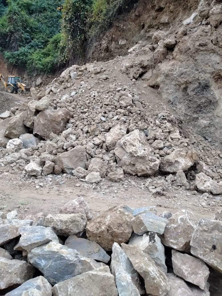 Traffic disrupted due to debris falling on the road