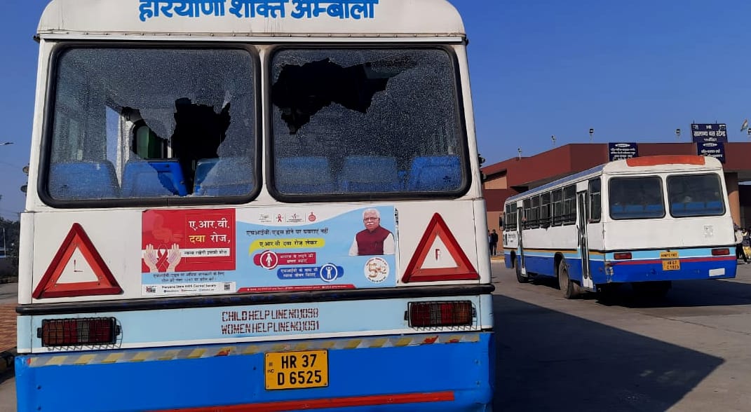 Students pelted stones on three buses, the passengers narrowly escaped